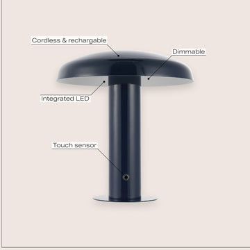 Suillius 11" Contemporary Bohemian Rechargeable/Cordless Iron Integrated LED Mushroom Table Lamp